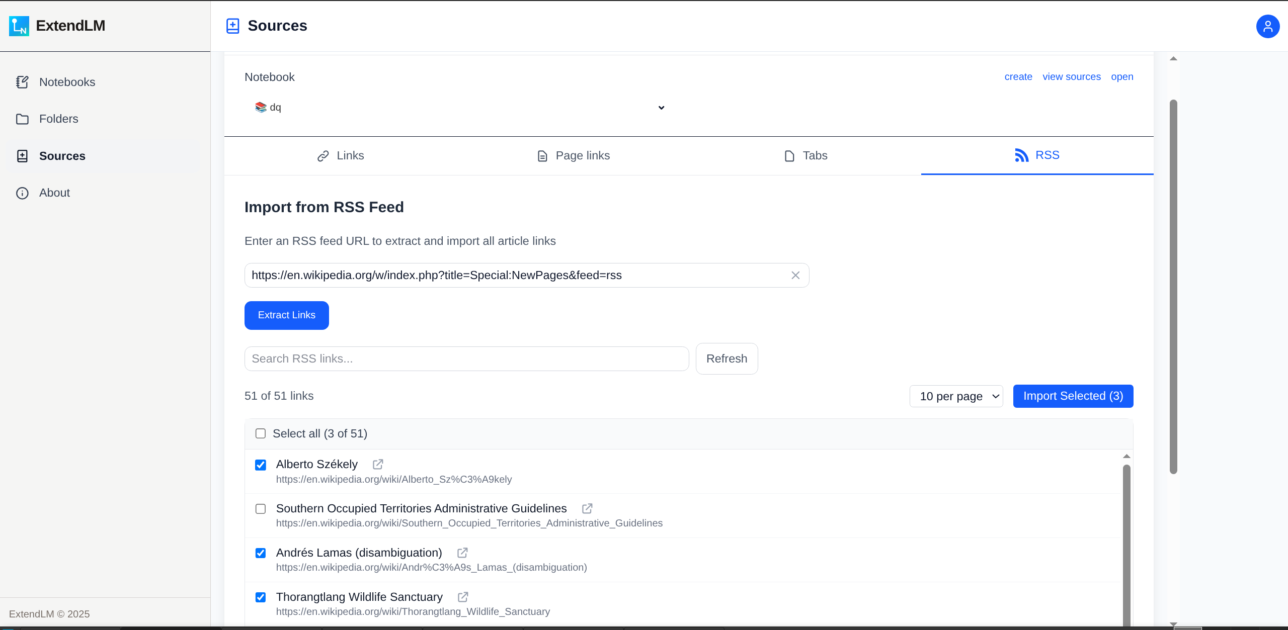 Extend Import ExtendLM - NotebookLM Extension